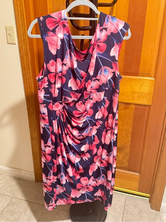 connected apparel Dresses & Skirts - Connected Apparel Navy Sleeveless Dress with Pink Floral Print